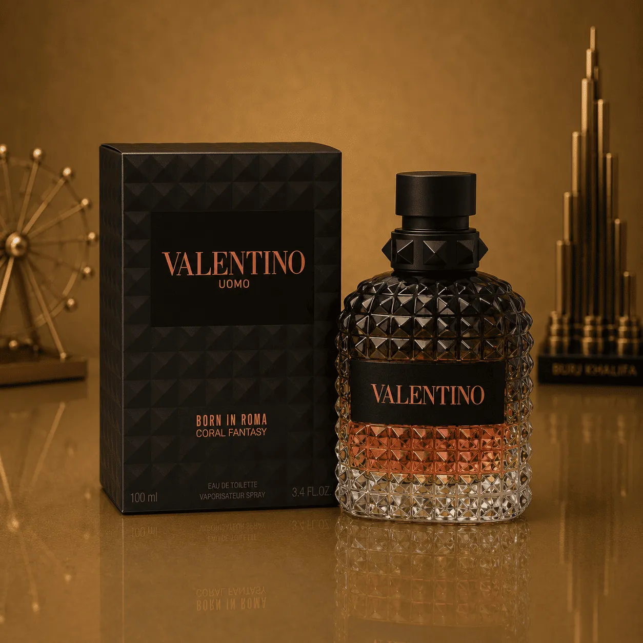 "VALENTINO (coral fantasy) UOMO BORN IN ROMAEAU DE PARFUM SPRAY 3.4 Oz / 100 ml"